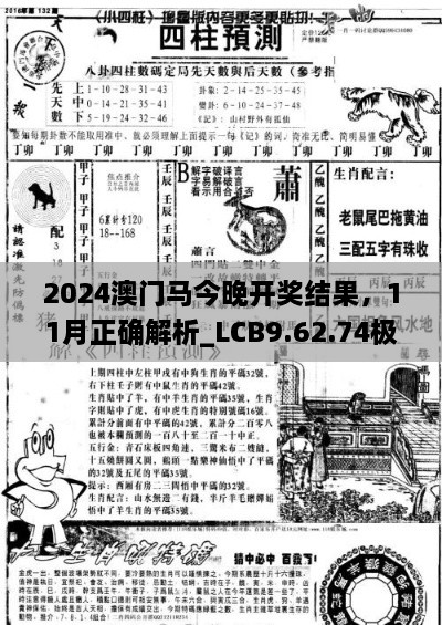 2024澳门马今晚开奖结果，11月正确解析_LCB9.62.74极速版