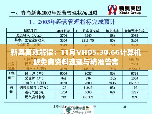 新奥高效解读：11月VHD5.30.66计算机版免费资料速递与精准答案