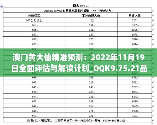 澳门黄大仙精准预测：2022年11月19日全面评估与解读计划_OQK9.75.21品味版