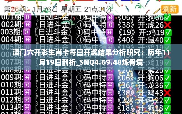 澳门六开彩生肖卡每日开奖结果分析研究：历年11月19日剖析_SNQ4.69.48炼骨境