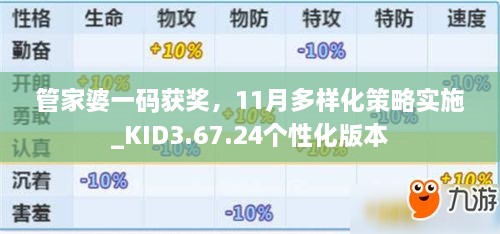 管家婆一码获奖，11月多样化策略实施_KID3.67.24个性化版本