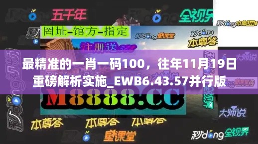 最精准的一肖一码100，往年11月19日重磅解析实施_EWB6.43.57并行版