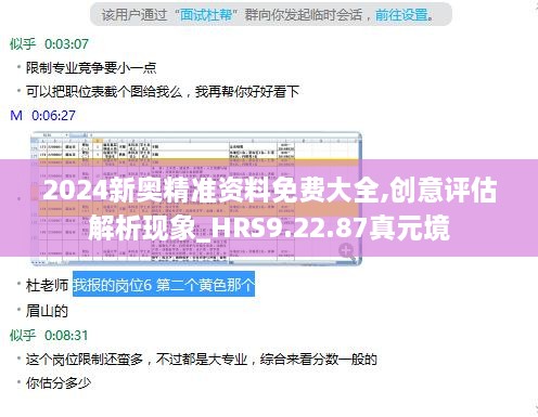 2024新奥精准资料免费大全,创意评估解析现象_HRS9.22.87真元境