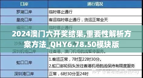 2024澳门六开奖结果,重要性解析方案方法_QHY6.78.50模块版