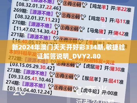 新2024年澳门天天开好彩334期,敏捷验证解答说明_DVY2.80