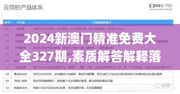 2024新澳门精准免费大全327期,素质解答解释落实_BMT4.55