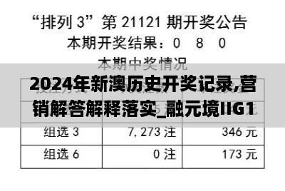 2024年新澳历史开奖记录,营销解答解释落实_融元境IIG1.52