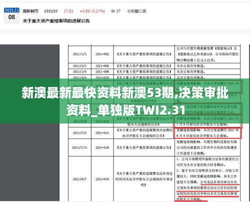 新澳最新最快资料新澳53期,决策审批资料_单独版TWI2.31