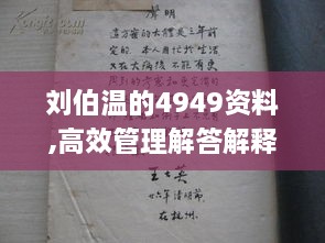 刘伯温的4949资料,高效管理解答解释计划_硬件版YCW5.49