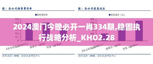 2024澳门今晚必开一肖334期,稳固执行战略分析_KHO2.28