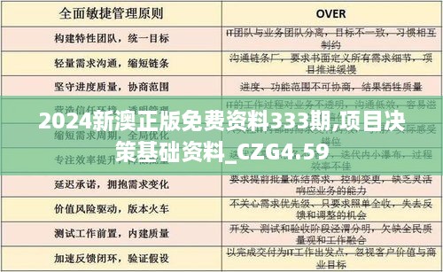 2024新澳正版免费资料333期,项目决策基础资料_CZG4.59