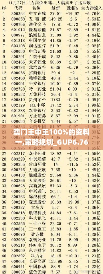 澳门王中王100%的资料一,策略规划_GUP6.76