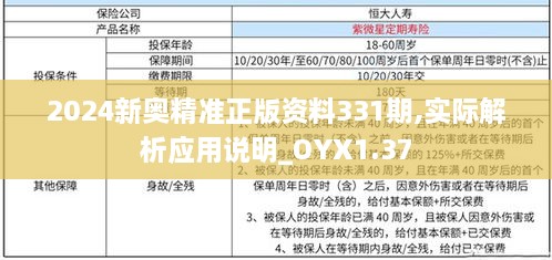 2024新奥精准正版资料331期,实际解析应用说明_OYX1.37