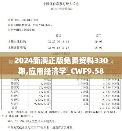 2024新澳正版免费资料330期,应用经济学_CWF9.58