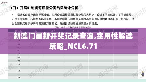 新澳门最新开奖记录查询,实用性解读策略_NCL6.71