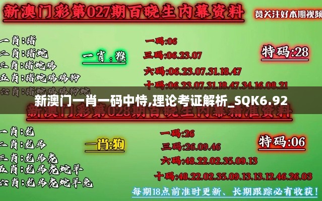 新澳门一肖一码中恃,理论考证解析_SQK6.92