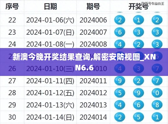 新澳今晚开奖结果查询,解密安防视图_XNN6.6