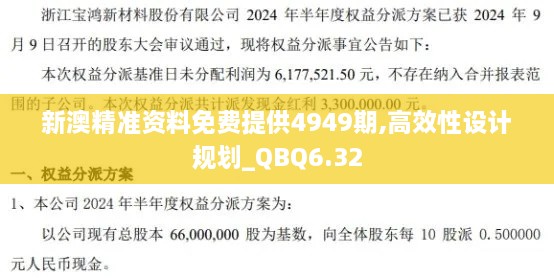 新澳精准资料免费提供4949期,高效性设计规划_QBQ6.32