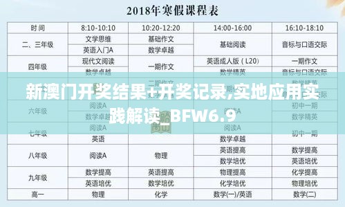 新澳门开奖结果+开奖记录,实地应用实践解读_BFW6.9