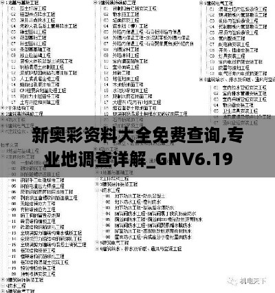 新奥彩资料大全免费查询,专业地调查详解_GNV6.19