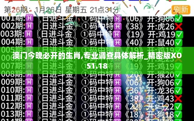 澳门今晚必开的生肖,专业调查具体解析_精密版XOS1.18