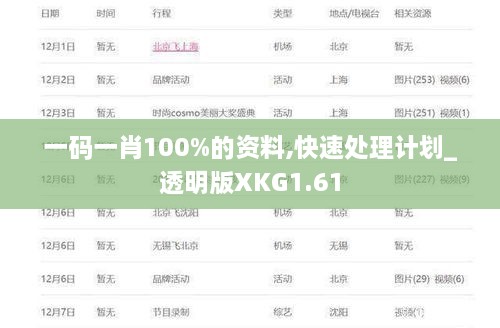 一码一肖100%的资料,快速处理计划_透明版XKG1.61