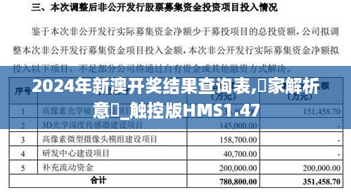 2024年新澳开奖结果查询表,專家解析意見_触控版HMS1.47