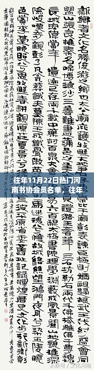 往年11月22日河南书协会员热门名单深度评测与介绍，书协成员风采一览无余