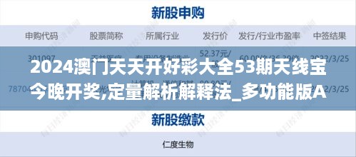 2024澳门天天开好彩大全53期天线宝今晚开奖,定量解析解释法_多功能版AIZ16.74