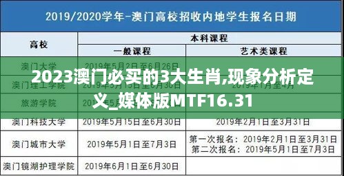 2023澳门必买的3大生肖,现象分析定义_媒体版MTF16.31