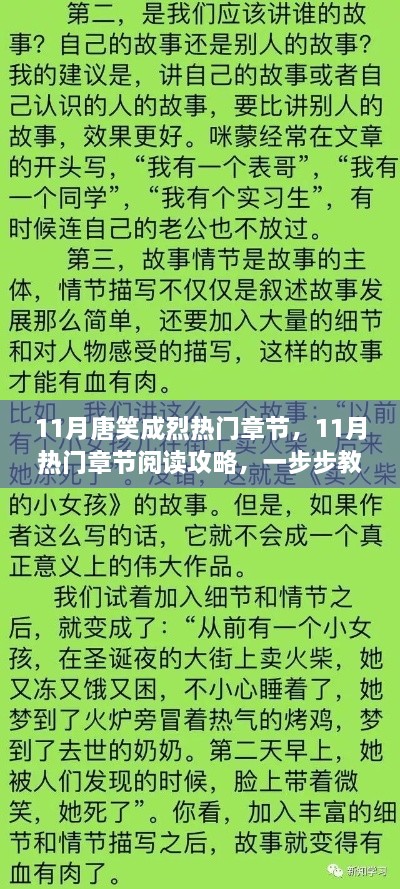 唐笑成烈热门章节阅读攻略，如何阅读并理解11月热门章节