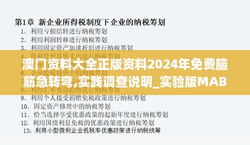 澳门资料大全正版资料2024年免费脑筋急转弯,实践调查说明_实验版MAB10.41