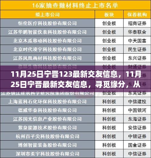 11月25日宁晋最新交友信息集结，寻觅缘分，从此刻启程