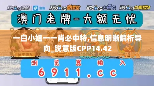 一白小姐一一肖必中特,信息明晰解析导向_锐意版CPP14.42