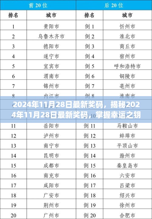 揭秘，掌握最新奖码，开启幸运之门（2024年11月28日版）