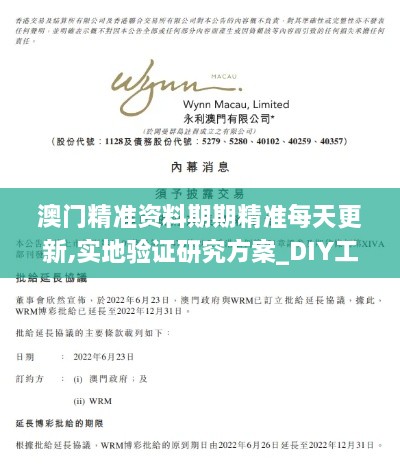 澳门精准资料期期精准每天更新,实地验证研究方案_DIY工具版WNA18.24