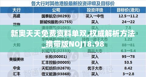 新奥天天免费资料单双,权威解析方法_携带版NOJ18.98