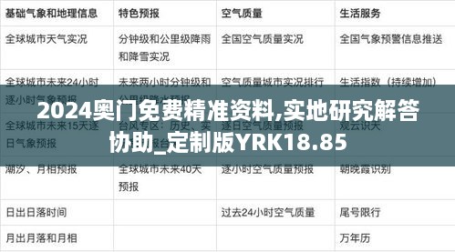 2024奥门免费精准资料,实地研究解答协助_定制版YRK18.85