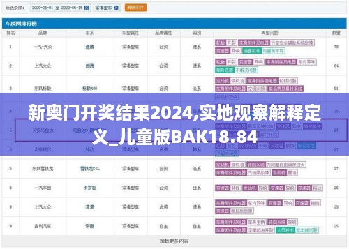 新奥门开奖结果2024,实地观察解释定义_儿童版BAK18.84