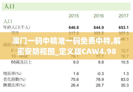 澳门一码中精准一码免费中特,解密安防视图_定义版CAW4.98