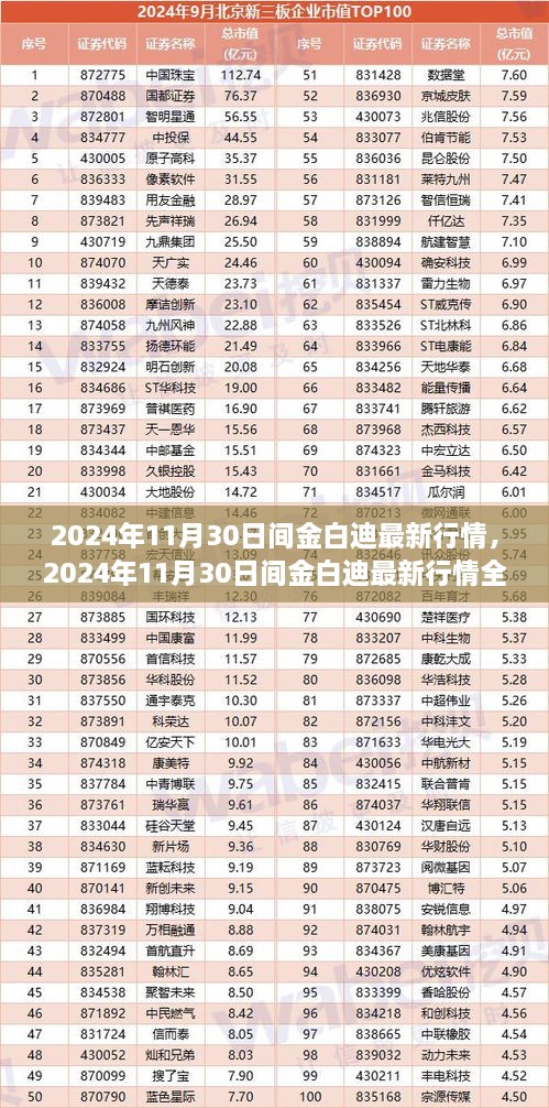 2024年11月30日间金白迪行情全面解析与操作指南