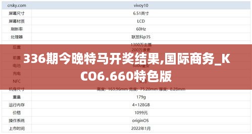 336期今晚特马开奖结果,国际商务_KCO6.660特色版