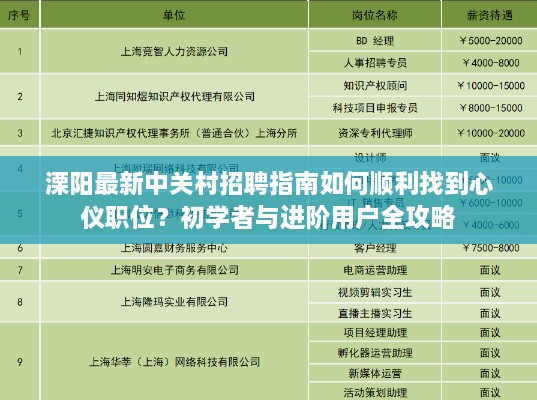 溧阳中关村招聘指南，初学者与进阶者的全攻略，如何轻松找到心仪职位？