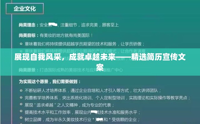 展现自我风采，成就卓越未来——精选简历宣传文案