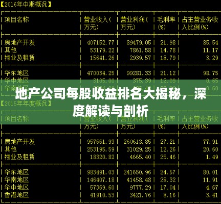 地产公司每股收益排名大揭秘，深度解读与剖析