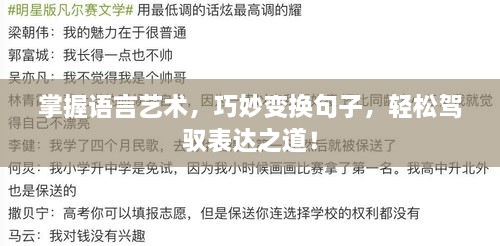 掌握语言艺术，巧妙变换句子，轻松驾驭表达之道！