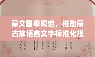 蒙文国家规范，推动蒙古族语言文字标准化规范化进程